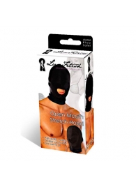 Черная эластичная маска на голову с прорезью для рта - Lux Fetish - купить с доставкой в Москве