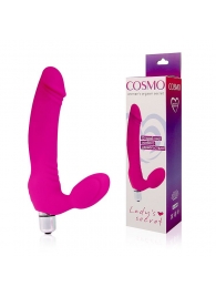 Розовый силиконовый безремневой страпон с вибрацией - Cosmo - купить с доставкой в Москве