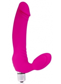 Розовый силиконовый безремневой страпон с вибрацией - Cosmo - купить с доставкой в Москве