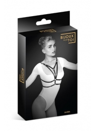 Черная упряжь на грудь Laura - Bijoux Pour Toi - купить с доставкой в Москве