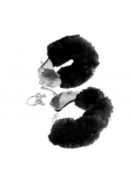 Металлические наручники Furry Love Cuffs с черным мехом - Pipedream - купить с доставкой в Москве
