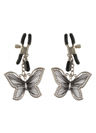 Зажимы на соски с бабочками Butterfly Nipple Clamps - Pipedream - купить с доставкой в Москве
