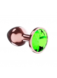 Пробка цвета розового золота с лаймовым кристаллом Diamond Emerald Shine S - 7,2 см. - Lola Games - купить с доставкой в Москве