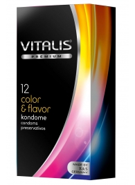 Цветные ароматизированные презервативы VITALIS PREMIUM color   flavor - 12 шт. - Vitalis - купить с доставкой в Москве