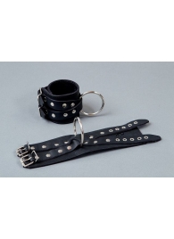Чёрные кожаные наручники  Крест - Подиум - купить с доставкой в Москве