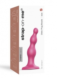Розовая насадка Strap-On-Me Dildo Plug Beads size S - Strap-on-me - купить с доставкой в Москве