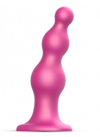 Розовая насадка Strap-On-Me Dildo Plug Beads size S - Strap-on-me - купить с доставкой в Москве