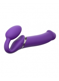 Фиолетовый безремневой вибрострапон Silicone Bendable Strap-On - size XL - Strap-on-me - купить с доставкой в Москве