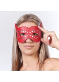 Красная маска на глаза с разрезами и заклепками - Sitabella - купить с доставкой в Москве