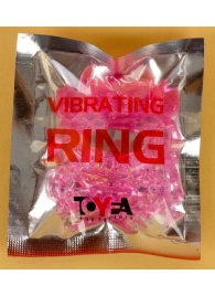 Розовое эрекционное кольцо с вибратором и подхватом - Toyfa Basic - в Москве купить с доставкой
