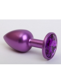 Фиолетовая анальная пробка с фиолетовым стразом - 7,6 см. - 4sexdreaM - купить с доставкой в Москве