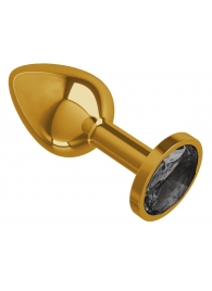 Золотистая анальная втулка с чёрным кристаллом - 7 см. - Джага-Джага - купить с доставкой в Москве