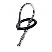 Серебристый уретральный плаг-бусины TOYFA Metal с мягким фиксириющим кольцом - ToyFa - купить с доставкой в Москве