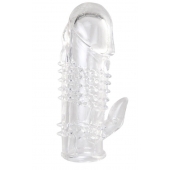Прозрачная гелевая насадка с шипами и клиторальным отростком - 13 см. - Toyfa Basic - #SOTBIT_REGIONS_UF_V_REGION_NAME# купить с доставкой