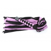 Черно-розовая плеть из замши - 58 см. - БДСМ Арсенал - купить с доставкой в Москве