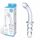 Прозрачный ребристый двусторонний стимулятор Ribbed G-Spot - 20 см. - Glas