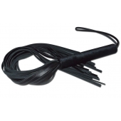 Чёрная кожаная плеть с жесткой ручкой - 63 см. - Sitabella - купить с доставкой в Москве