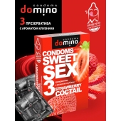 Презервативы для орального секса DOMINO Sweet Sex с ароматом клубничного коктейля  - 3 шт. - Domino - купить с доставкой в Москве