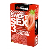 Презервативы для орального секса DOMINO Sweet Sex с ароматом клубничного коктейля  - 3 шт. - Domino - купить с доставкой в Москве