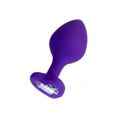 Фиолетовая анальная втулка Diamond Heart с прозрачным кристаллом - 8 см. - ToyFa - купить с доставкой в Москве