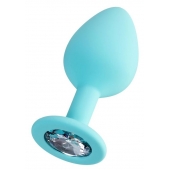 Мятная анальная втулка Brilliant с прозрачным кристаллом - 8 см. - ToyFa - купить с доставкой в Москве