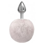 Серебристая анальная пробка с белым пушистым хвостиком Twinkle - Lola Games - купить с доставкой в Москве