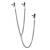 Черные зажимы на соски и клитор на цепочке DELUXE NIPPLE   CLIT CLAMPS - Dream Toys - купить с доставкой в Москве