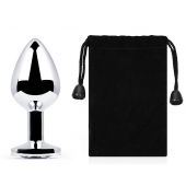 Серебристая анальная пробка с прозрачным стразом - 7,2 см. - Anal Jewelry Plug - купить с доставкой в Москве