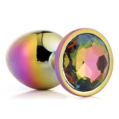 Голографическая анальная втулка с радужным кристаллом - 7,1 см. - Dream Toys - купить с доставкой в Москве