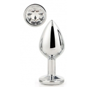 Серебристая анальная втулка с прозрачным кристаллом - 7,1 см. - Dream Toys - купить с доставкой в Москве
