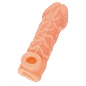 Телесная закрытая насадка с венками Cock Sleeve Size S - 13,8 см. - KOKOS - в Москве купить с доставкой