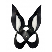 Черная маска зайки с белым мехом на ушках Miss Bunny - БДСМ Арсенал - купить с доставкой в Москве