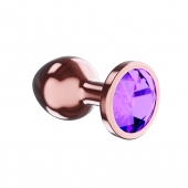 Пробка цвета розового золота с фиолетовым кристаллом Diamond Amethyst Shine S - 7,2 см. - Lola Games - купить с доставкой в Москве