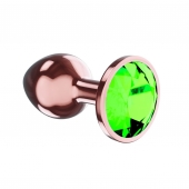 Пробка цвета розового золота с лаймовым кристаллом Diamond Emerald Shine S - 7,2 см. - Lola toys - купить с доставкой в Москве
