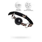 Черный кляп-шар на леопардовых ремешках Anonymo - ToyFa - купить с доставкой в Москве