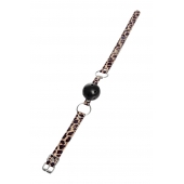 Черный кляп-шар на леопардовых ремешках Anonymo - ToyFa - купить с доставкой в Москве