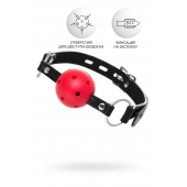 Красный кляп-шар на черных ремешках - ToyFa - купить с доставкой в Москве