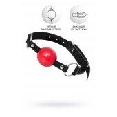 Красный кляп-шар на черных ремешках Anonymo - ToyFa - купить с доставкой в Москве