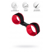 Красно-черные велюровые наручники Anonymo - ToyFa - купить с доставкой в Москве