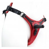 Красно-черный женский пояс с 2 способами крепления насадок - LOVETOY (А-Полимер) - купить с доставкой в Москве