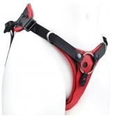 Красно-черный женский пояс с 2 способами крепления насадок - LOVETOY (А-Полимер) - купить с доставкой в Москве