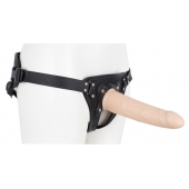 Пустотелый страпон Harness CLASSIC с бандажом - 19,5 см. - LOVETOY (А-Полимер) - купить с доставкой в Москве