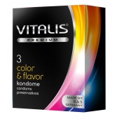 Цветные ароматизированные презервативы VITALIS PREMIUM color   flavor - 3 шт. - Vitalis - купить с доставкой в Москве