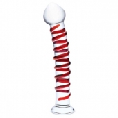 Прозрачный стимулятор с красной спиралью 10  Mr. Swirly Dildo - 25,4 см. - Glas
