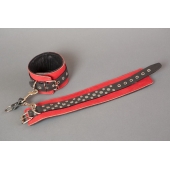 Красные кожаные наручники на мягкой подкладке - Подиум - купить с доставкой в Москве