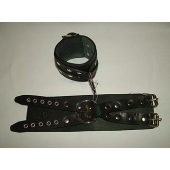 Чёрные кожаные наручники  Крест  без подкладки - Подиум - купить с доставкой в Москве