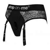 Черные трусики для насадок Diva Lingerie Harness - size S - Strap-on-me - купить с доставкой в Москве