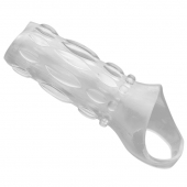 Насадка на пенис с кольцом для мошонки Clear Sensations Enhancer Sex Sleeve - 11,5 см. - XR Brands - в Москве купить с доставкой