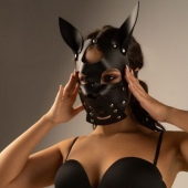 Черная маска  Собака  с ушками - Crazy Handmade - купить с доставкой в Москве