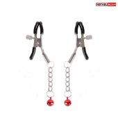 Серебристые зажимы на соски с шариками на цепочках - Notabu - купить с доставкой в Москве